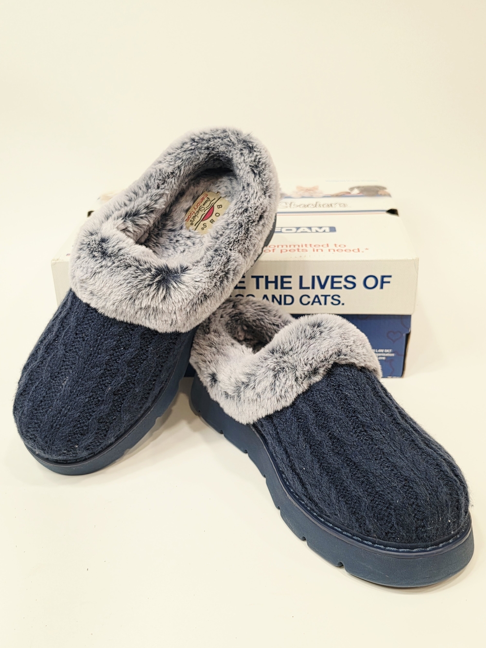 Skechers Bobs Keepsake Light Slippers -Warm Greetings Navy